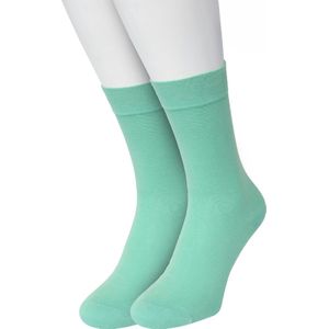 Bonnie Doon Basic Sokken Dames Mint Groen maat 36/42 - 2 paar - Basis Katoenen Sok - Gladde Naden - Brede Boord - Uitstekend Draagcomfort - Perfecte Pasvorm - 2-pack - Multipack - Effen - Mintgroen - Mint - OL834222.284