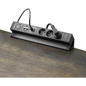 Stekkerdoos met USB RJ45 HDMI en schakelaar - Tafelcontactdoos bureau met Overspanningsbeveiliging - 3-voudige stekkerdoos + Kinderbeveiliging
