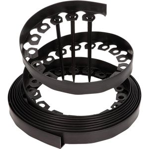 Flexibele gazonrand kunststof met grondankers - 10 meter lengte - 6 cm hoogte - zwart rollborder