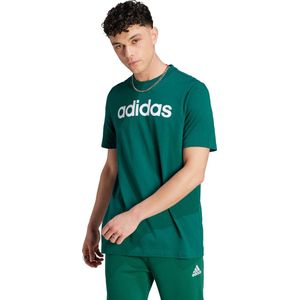 adidas Sportswear Essentials Single Jersey Linear Geborduurd Logo T-shirt - Heren - Groen- L