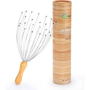 Hoofdmassage Spin met 24 Vingers - Ergonomisch Houten Handvat voor Ontspanning en Stressverlichting