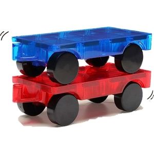 Magnetisch Speelgoed - Uitbreidingsset - Auto onderstellen – 2 stuks - Magnetic Tiles - Constructie speelgoed - Magnetische tegels - Montessori speelgoed - Magnetic toys - Magnetische bouwstenen - Speelgoed Kinderen - Magna minds