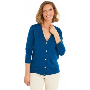 Cardigan van merinoswol met slanke pasvorm, V-hals, knoopsluiting en effen jersey