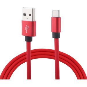 1 m vlak snoer USB A naar Type-C Snel opladen Data Sync Laadkabel, voor Galaxy, Huawei, Xiaomi, LG, HTC en andere slimme telefoons (rood)