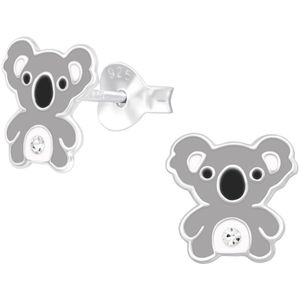 Amanto Kids Oorbellen Koala - 925 Zilver E-Coating - Dier - Ø9mm