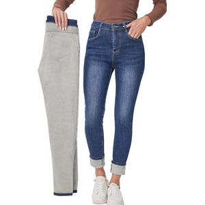 Warme Fleece Gevoerde Jeans voor Dames - Thermische Skinny Denim Winterjeans