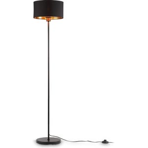 B.K.Licht - Zwart Gouden Vloerlamp - voor woonkamer - industriële staande lamp - voor binnen - staanlamp - leeslamp - h: 141.5cm - met 1 lichtpunt - E27 fitting - excl. lichtrbon