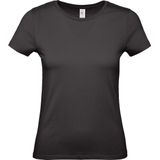 Zwart basic t-shirts met ronde hals voor dames - katoen - 145 grams - zwarte shirts / kleding S (36)