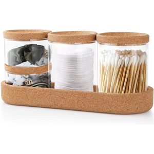 Wattenstaafjeshouder met Dienblad - Duurzaam Borosilicaatglas - Set van 4