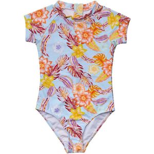 Snapper Rock - UV Zwempak voor meisjes - Korte mouw - Boho Tropical - Blauw - maat