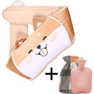 3-in-1 kruikengordel- kruik voor verlichting van menstruatiepijn- 1L kruik met zachte hoes en gordel- voor het verlichten van pijn in de nek- schouders- rug en taille (geel)