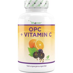 Vit4ever - OPC druivenpitextract + natuurlijke vitamine C - 240 capsules voor 8 maanden - Hoogste OPC-gehalte volgens HPLC - OPC van Europese druiven - Veganistisch