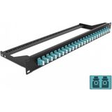 Delock - Patch Panel - 24 x LC Duplex - Aqua - Zwart - 19 Inch