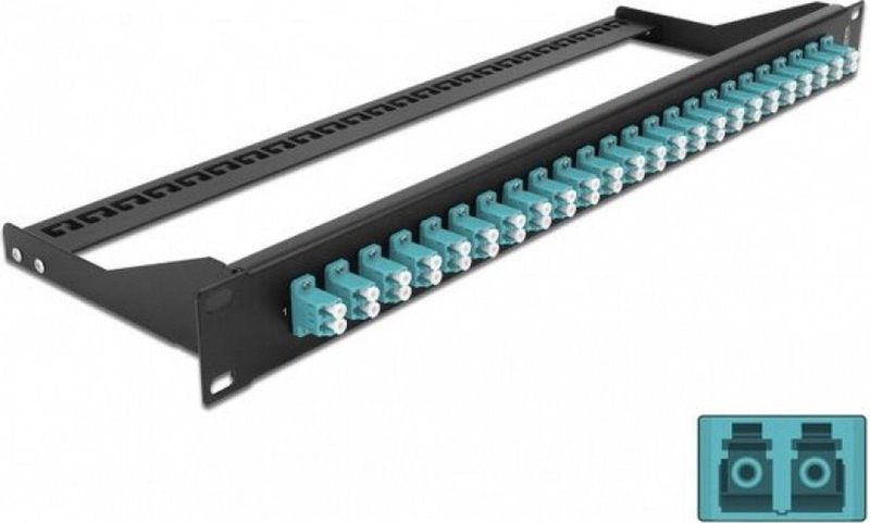 Delock - Patch Panel - 24 x LC Duplex - Aqua - Zwart - 19 Inch