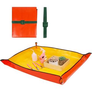 Plant Mat 80 x 100 cm Indoor Repotting Mat Waterproof with Cable Ties for Indoor Plants Succulents Yellow