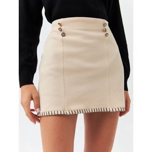 Mini rok met gouden knoopjes | met rits | creme | maat 38