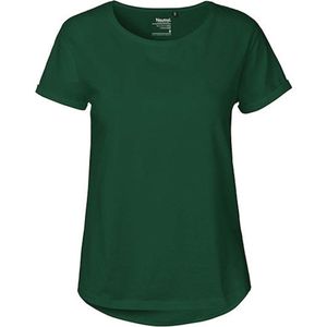 Dames Roll Up Sleeve T-Shirt met ronde hals Bottle Green - L