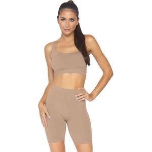 Leg Avenue Tanktop en shorts set -M/L- Seamless Creme