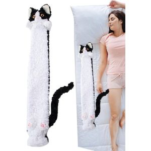 Warmwaterzak, kruik, lange waterzak met katmotief, schattige cartoon bedwarmwaterzak, lekvrije waterzak 2L voor rug, nek en benen