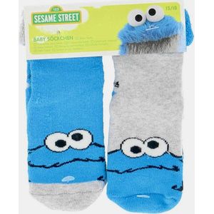 Sesamstraat baby sokjes met anti-slip, blauw/grijs, maat 19/22