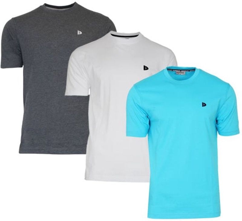 Donnay - Vince - T-shirt - Charcoal/White/Turquoise - 3-Pack - Heren