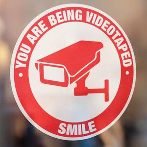 Camera Beveiligingsticker Rond Rood - Set van 3 Stickers - 5 x 5 cm