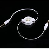 Vergulde 3,5 mm jack AUX intrekbare kabel voor iPhone / iPod / mp3-speler / mobiele telefoons / andere apparaten met een standaard 3,5 mm hoofdtelefoonaansluiting, lengte: 11 cm (kan worden verlengd tot 80 cm), wit (wit)