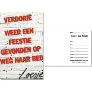 12 Uitnodigingskaartjes met envelop - Loesje - 9 x 13.5 cm