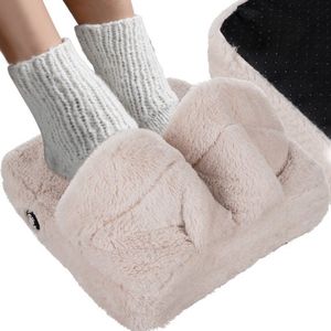 MOZY® - Voetmassage - Beige - 2 Vibratiestanden - Universele Maat - Draadloos - Antislip - Warme Pantoffels - Fleece