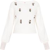 myMo - Comfy - Trui - Met Lange Mouwen - Normale Pasvorm - Bloemenborduursel