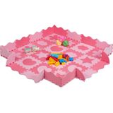 Relaxdays 52-delige Speelmat Foam - Puzzelmat - Vloerpuzzel - Speeltegels Kinderen - Zacht - Roze