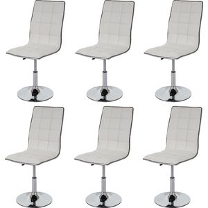 Set van 6 eetkamerstoelen MCW-C41, stoel keukenstoel, in hoogte verstelbaar draaibaar, kunstleer MVG-gecertificeerd ~ wit