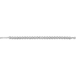 New Bling 9NB 0240 Zilveren tennisarmband - 100 facet zirkonia 5 mm - lengte 17 + 4 cm - zilverkleurig