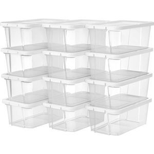 Schoenendozen, Set Van 12 Stuks, Transparant Met Deksel, Kunststof, Voor Schoenen Tot Maat 41