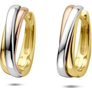 14K tricolor gouden klapoorringen 15,5 mm - 4300619