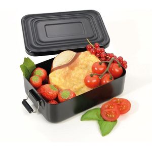 TROIKA zwarte doos, Lunchbox met clipslot