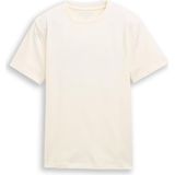 TOM TAILOR - Shirt - Crème - Katoen - Ronde Hals - Kwartmouw