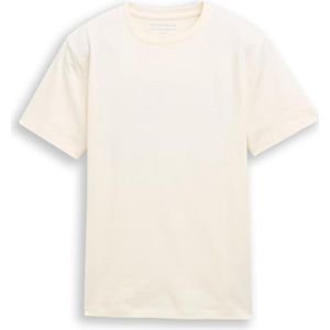 TOM TAILOR - Shirt - Crème - Katoen - Ronde Hals - Kwartmouw