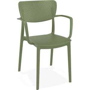 Alterego Geperforeerde stoel met armleuningen 'TORINA' van groene kunststof