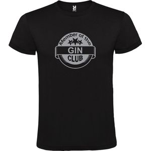 Zwart  T shirt met  "" Member of the Gin club ""print Zilver size XS