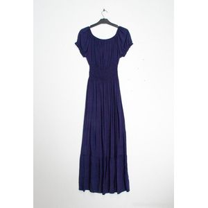 Lange dames jurk Bodine effen motief donker blauw navy Maat S/M strandjurk