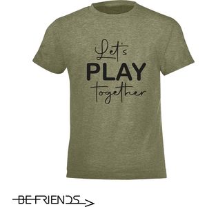 Be Friends T-Shirt - Let's play together - Vrouwen - Kaki - Maat S