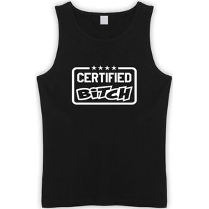 Zwart Tanktop met wit "" Certified Bitch "" print size S