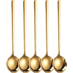 House of Husk Koreaanse Eetlepel Set - Goud - 5 Stuks - Soeplepel - RVS - Vaatwasserbestendig
