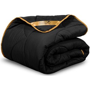 Golden Dreams 2-in-1 Dekbed - 160 x 200 cm - Zwart - Dekbed zonder overtrek - Anti Allergie & Ademend - All Year Dekbed - Zomerdekbed & Winterdekbed