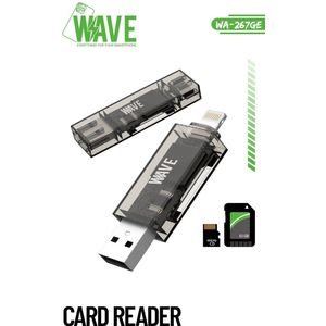 Wave | Memory Card Reader | USB + iPhone 2-in-1 Memory Card Reader & Writer | Plug and Play | Geschikt voor USB en iPhone | Snelle en Universele Kaartlezer