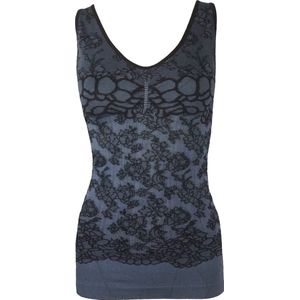 Dames hemd corrigerend met geborduurde print - Zwart - L/XL
