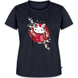 Hello Kitty In Een Rode Kimono En Kersenbloesems Premium T Shirt Dames