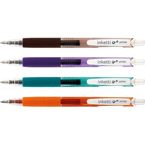 Penac Gelpennen - Inketti - 4 kleuren - Bruin, paars, turquoise, oranje