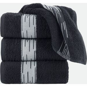 Homéé Handdoeken Essentials 550g. m² 50x100cm 100% katoen badstof set van 4 stuks zwart